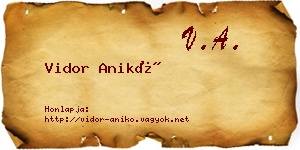 Vidor Anikó névjegykártya